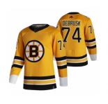 Men's Boston Bruins #74 Jake DeBrusk Yellow 2020-21 Reverse Retro Alternate Hockey Jersey