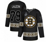 Men's Boston Bruins #79 Jeremy Lauzon Authentic Black Team Logo Fashion 2019 Stanley Cup Final Bound Hockey Jersey