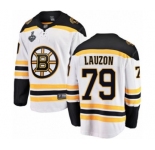 Men's Boston Bruins #79 Jeremy Lauzon Authentic White Away Fanatics Branded Breakaway 2019 Stanley Cup Final Bound Hockey Jersey