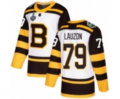 Men's Boston Bruins #79 Jeremy Lauzon Authentic White Winter Classic 2019 Stanley Cup Final Bound Hockey Jersey