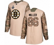 Men's Boston Bruins #86 Kevan Miller Authentic Camo Veterans Day Practice 2019 Stanley Cup Final Bound Hockey Jersey