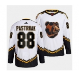 Men's Boston Bruins #88 David Pastrnak 2022 White Reverse Retro Stitched Jersey