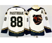 Men's Boston Bruins #88 David Pastrnak White 2024-25 With A Patch Reverse Retro Home Stitched Hockey Jersey