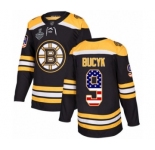 Men's Boston Bruins #9 Johnny Bucyk Authentic Black USA Flag Fashion 2019 Stanley Cup Final Bound Hockey Jersey