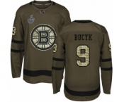 Men's Boston Bruins #9 Johnny Bucyk Authentic Green Salute to Service 2019 Stanley Cup Final Bound Hockey Jersey