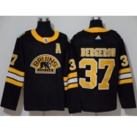 Men's Bruins #37 Patrice Bergeron Black Authentic 3D Throwback Stitched Hockey Jersey