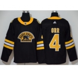 Men's Bruins #4 Bobby Orr Black Authentic 3D Throwback Stitched Hockey Jersey