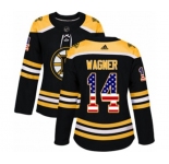 Women Adidas Boston Bruins #14 Chris Wagner Authentic Black USA Flag Fashion NHL Jersey