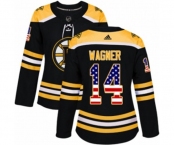Women Adidas Boston Bruins #14 Chris Wagner Authentic Black USA Flag Fashion NHL Jersey