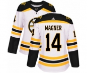Women Adidas Boston Bruins #14 Chris Wagner Authentic White Away NHL Jersey
