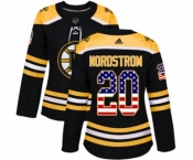 Women Adidas Boston Bruins #20 Joakim Nordstrom Authentic Black USA Flag Fashion NHL Jersey