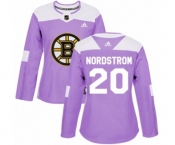 Women Adidas Boston Bruins #20 Joakim Nordstrom Authentic Purple Fights Cancer Practice NHL Jersey