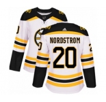 Women Adidas Boston Bruins #20 Joakim Nordstrom Authentic White Away NHL Jersey