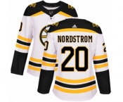 Women Adidas Boston Bruins #20 Joakim Nordstrom Authentic White Away NHL Jersey