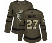 Women Adidas Boston Bruins #27 John Moore Authentic Green Salute to Service NHL Jersey