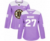 Women Adidas Boston Bruins #27 John Moore Authentic Purple Fights Cancer Practice NHL Jersey