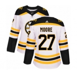 Women Adidas Boston Bruins #27 John Moore Authentic White Away NHL Jersey