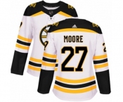 Women Adidas Boston Bruins #27 John Moore Authentic White Away NHL Jersey