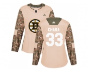 Women Adidas Boston Bruins #33 Zdeno Chara Camo Authentic 2017 Veterans Day Stitched NHL Jersey