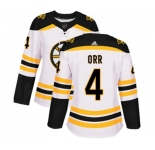 Women Adidas Boston Bruins #4 Bobby Orr Authentic White Away NHL Jersey
