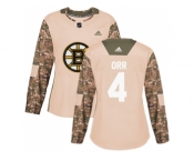 Women Adidas Boston Bruins #4 Bobby Orr Camo Authentic 2017 Veterans Day Stitched NHL Jersey