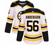Women Adidas Boston Bruins #56 Axel Andersson Authentic White Away NHL Jersey