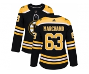 Women Adidas Boston Bruins #63 Brad Marchand Black Home Authentic Stitched NHL Jersey