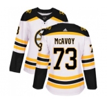 Women Adidas Boston Bruins #73 Charlie McAvoy Authentic White Away NHL Jersey