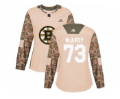 Women Adidas Boston Bruins #73 Charlie McAvoy Camo Authentic 2017 Veterans Day Stitched NHL Jersey