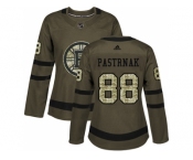 Women Adidas Boston Bruins #88 David Pastrnak Green Salute to Service Stitched NHL Jersey