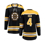 Women Boston Bruins #4 Bobby Orr Authentic Black Home Fanatics Branded Breakaway NHL Jersey