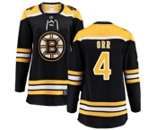 Women Boston Bruins #4 Bobby Orr Authentic Black Home Fanatics Branded Breakaway NHL Jersey