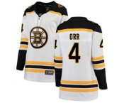 Women Boston Bruins #4 Bobby Orr Authentic White Away Fanatics Branded Breakaway NHL Jersey