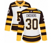 Women's Adidas Boston Bruins #30 Gerry Cheevers Authentic White 2019 Winter Classic NHL Jersey