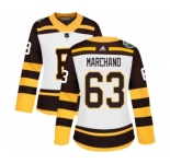 Women's Adidas Boston Bruins #63 Brad Marchand Authentic White 2019 Winter Classic NHL Jersey