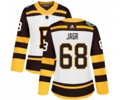 Women's Adidas Boston Bruins #68 Jaromir Jagr Authentic White 2019 Winter Classic NHL Jersey