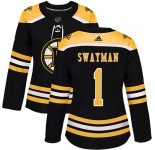 Women's Boston Bruins #1 Jeremy Swayman Adidas Authentic Home Jersey - Black