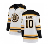 Women's Boston Bruins #10 Anders Bjork Authentic White Away Fanatics Branded Breakaway Hockey Jersey