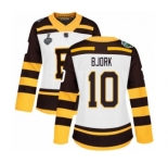 Women's Boston Bruins #10 Anders Bjork Authentic White Winter Classic 2019 Stanley Cup Final Bound Hockey Jersey