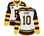 Women's Boston Bruins #10 Anders Bjork Authentic White Winter Classic 2019 Stanley Cup Final Bound Hockey Jersey