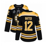 Women's Boston Bruins #12 Adam Oates Authentic Black Home 2019 Stanley Cup Final Bound Hockey Jersey