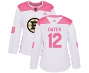 Women's Boston Bruins #12 Adam Oates Authentic White Pink Fashion Hockey Jersey