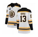 Women's Boston Bruins #13 Charlie Coyle Authentic White Away Fanatics Branded Breakaway 2019 Stanley Cup Final Bound Hockey Jersey