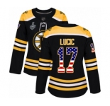 Women's Boston Bruins #17 Milan Lucic Authentic Black USA Flag Fashion 2019 Stanley Cup Final Bound Hockey Jersey