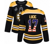Women's Boston Bruins #17 Milan Lucic Authentic Black USA Flag Fashion 2019 Stanley Cup Final Bound Hockey Jersey