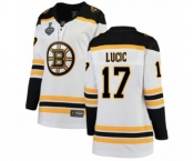 Women's Boston Bruins #17 Milan Lucic Authentic White Away Fanatics Branded Breakaway 2019 Stanley Cup Final Bound Hockey Jersey