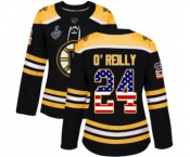 Women's Boston Bruins #24 Terry O'Reilly Authentic Black USA Flag Fashion 2019 Stanley Cup Final Bound Hockey Jersey