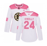 Women's Boston Bruins #24 Terry O'Reilly Authentic White Pink Fashion Hockey Jersey