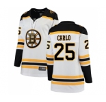 Women's Boston Bruins #25 Brandon Carlo Authentic White Away Fanatics Branded Breakaway Hockey Jersey