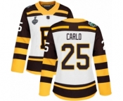 Women's Boston Bruins #25 Brandon Carlo Authentic White Winter Classic 2019 Stanley Cup Final Bound Hockey Jersey